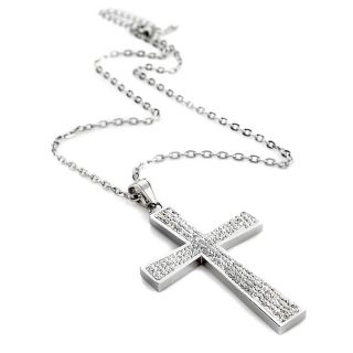 206 833 stately steel stately steel crystal covered cross pendant with