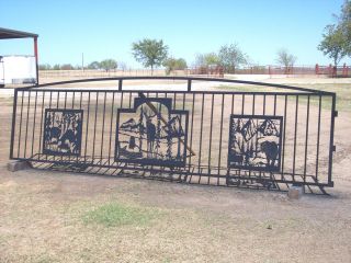 Handmade Custom Entrance Gate steel fence ranch home metal art wrought