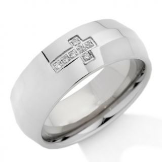 184 439 men s 8mm stainless steel cz accented cross ring note customer