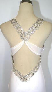 FAVIANA Couture $340 White Silver Formal Gown 12
