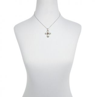 Marcasite and Gemstone Sterling Silver Cross Pendant with 18 at