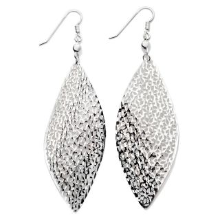 202 343 italian silver sterling silver diamond cut leaf drop earrings