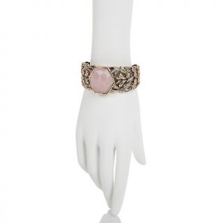Studio Barse Rose Quartz Bronze Braided Cuff Bracelet