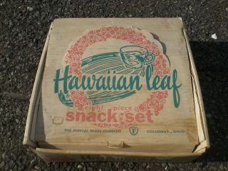 Vintage 1950s Federal Hawaiian Leaf Snack Set Orig Box Complete No