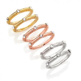 221 547 r j graziano gloss crystal tricolor set of 6 stack rings
