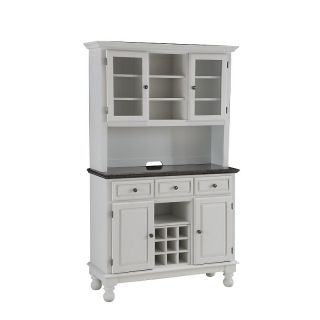 Home Styles Premium Large Buffet and Hutch   White with Salmon Granite