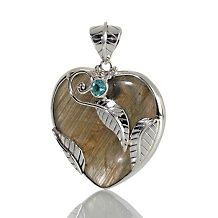 Stately Steel Puffed Scroll Heart Pendant with 24 Chain at