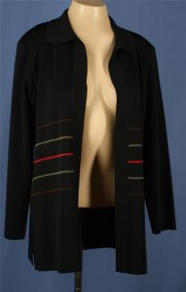 Exclusively MISOOK Womens Jacket Blazer Black Strips Size Petite XS