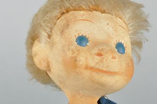 Vintage 9 Stuffed felt Boy Doll w Composition Head Mohair wig