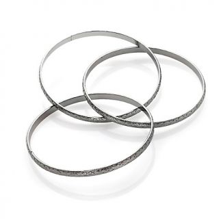 Stately Steel Stately Steel Embossed Rolling 3 pc Bangle Set