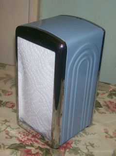 Fiesta Metal Napkin Holder Dispenser Restaurant Style Medium Blue 1996