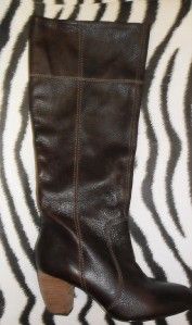 RRP £110 Ladies Womens Faith Brown Leather Mid/Knee High Boots