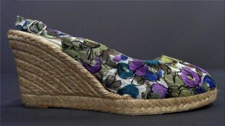 Eric Michael Justina Womens Flower Slingbacks Sandals Shoes 37 Green