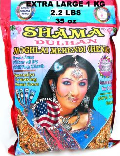 Shama Jumbo 1 KG Pure Henna Powder Double Filtered USA