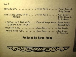 RARE Faron Young LP on Faron Young Records VG Plus Vinyl Signed by Ray