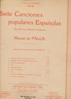 Manuel de Falla Siete Canciones Populares Espanolas P