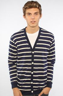 All Day The Basic Cardigan in Navy Cream Stripes