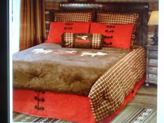  Moose Comforter Set Cabin Rustic Decor King Size