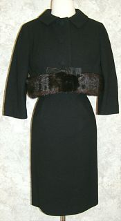 Estelle Allardale Beverly Hills Vintage Black Dress Jacket Madmen Suit