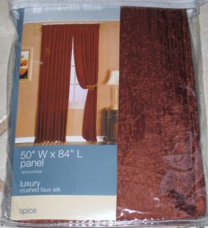 Luxury Crushed Faux Silk Spice Curtain Panel NIP
