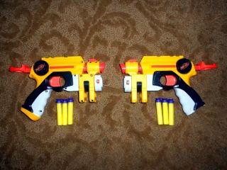 Lot of 2 NERF Pistol Guns Working Condition N Strike with bullets