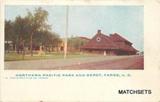 Fargo North Dakota Northern Pacific Park Depot Undivided Postcard