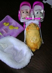  Cepia Zhu Zhu Pets Baby Hamster Double Stroller Nugget Mama Bed