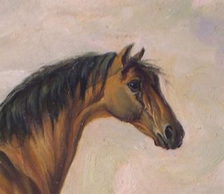 Everard Nice Horse in Field Original Oil Painting Wood Frame