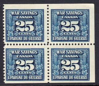 Canada FWS5 NH 40 25c Blue War Savings Block $39 00