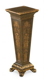 Exeter English Art Pedestal Plant Stand Table Crackle & Gold