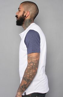 All Day The Two Tone Henley in White Navy Blue Heather