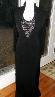 Daymor Couture C Mercedes Ferreira Beaded Long Black Dress Gown 14