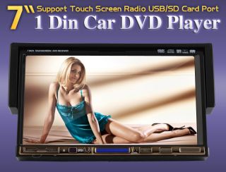 DIN 7 Flip Down in Car Radio Stereo DVD CD Player FM TV iPod