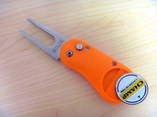 Champ Golf Flix Orange Divot Repair Switchblade Tool and Magnetic Ball
