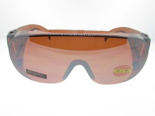 Brown Driving Lens Shield Sunglasses Fits Over Prescription Glasses