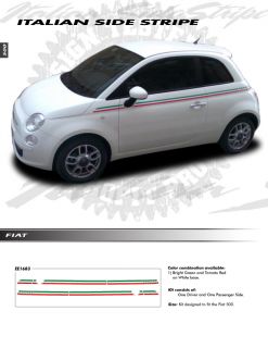 Fiat 500 All Models Graphics Kit 1683 Decals Pin Stripes Trim Emblems