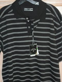 NWT Callaway Dry Comfort Performance Golf Black White Stripe Shirt Sz