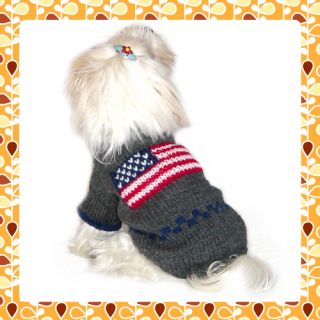 Fido Co Handknitted Wool Dog Sweater Coat Americana 10