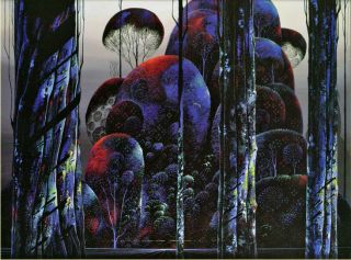eyvind earle disney artist trees draped in autumn framed and