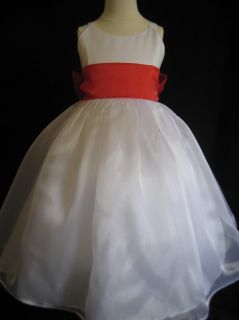  Persimmon Organza Bow Flower Girl Dress 2T 3T 4T 5