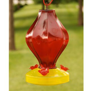  Red Plastic Lantern Hummingbird Feeder with Ez View Base 22 Oz