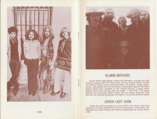  BROTHERS BAND Grateful Dead FILLMORE EAST Program ALSO Love & A.Lee