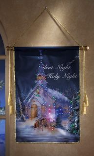 Holy Night Fiber Optic Lighted Canvas Christmas Holiday Wall