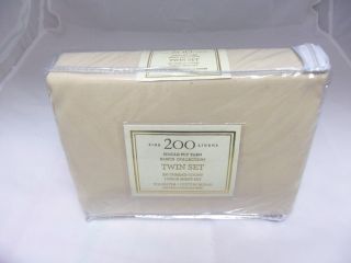 Fine Linens 200 Thread Count Solid Twin Sheet Set Khaki Taupe NEW