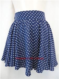  blue / cream polkadot full & flippy shorts / culottes / skater skirt