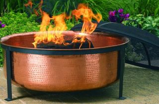  Hand Hammered 100 Copper Fire Pit Model SH101 w Screen Cover