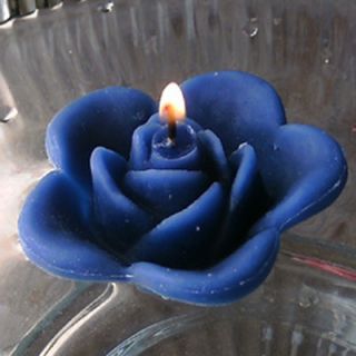 12 Navy Blue Floating Rose Wedding Candles for Table Centerpiece