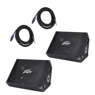 12M 12 2 Way Passive Floor Stage Monitor Speaker Pair w Cables