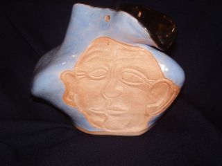 92 JW Fannin Freeform Face Folk Art Clay Pottery Vase