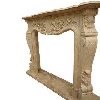 Fireplace Marble Mantel Hand Cut Beige French Tradition Style New Free